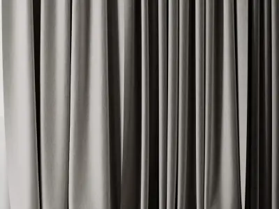 Set of soft grey silk curtains with wrinkles collections 21 HBH Low-poly 3D model