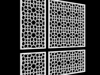  Wood Arabic Islamic pattern decorative grill screen 3D model