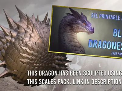 48 Scales and spikes Zbrush brushes for dragons reptiles 3D model