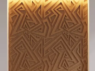 Decorative Wooden Wall Model 19 Low-poly 3D model