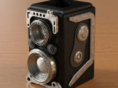 RETRO CAMERA FLOWERPOT 3D print model