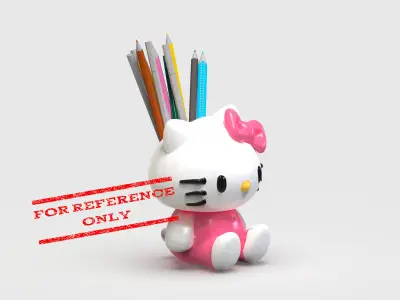 Sitting Hello Kitty Pencil Holder 3D print model