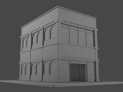low polly building  Low-poly 3D model