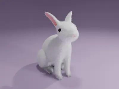 White Rabbit - Coelho Branco Low-poly 3D model