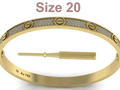 Love Bracelet With Diamonds - Size 20 3D print model
