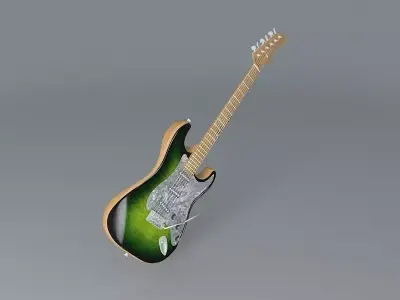 Fender Strat Green Burst guitar Free 3D model