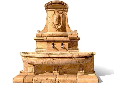 Version Low Poly Hand Style Fountain 19th Stone Low-poly 3D model