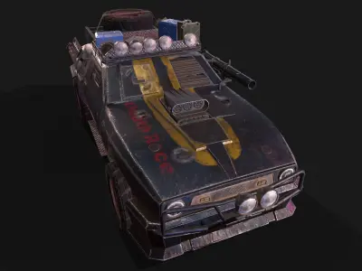 CAR12 old car with gun Low-poly 3D model