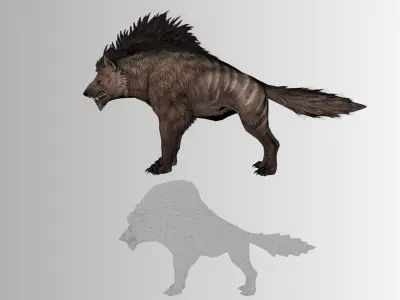 Mutant Hyena 3D Creature  Game Ready Monster Animal Low-poly 3D model