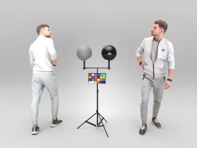 Man in casual gray tracksuit  422 Low-poly 3D model