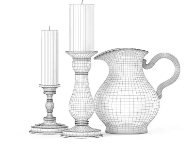 Two Candles and a Jug 3D model