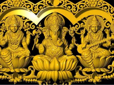 Lakshmi Ganesha Saraswati Pendant  high qwelty 3D print model