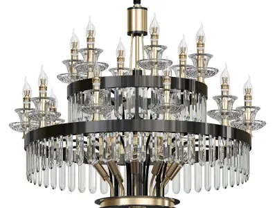 candela chandelier with clear crystals and gold accents 3D model