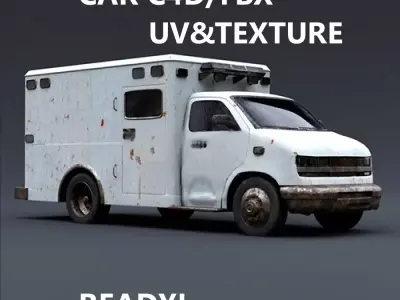 ambulance car poor shabby rust 3D model