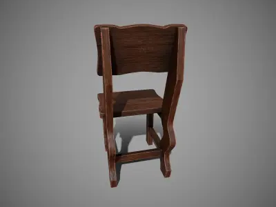 Restaurant Wooden Chair Low-poly 3D model