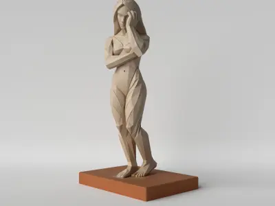 Geo Woman  Minimalist Low Poly Female Sculpture 3D print model