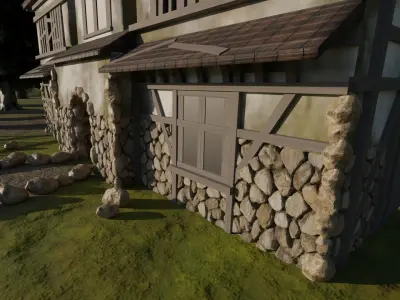 Medieval House Free low-poly 3D model 2