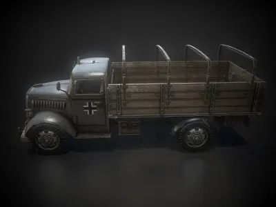 Low Poly Opel Blitz Truck Low-poly 3D model