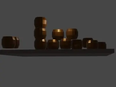 Low Poly Barrels set of wooden on table Free low-poly 3D model
