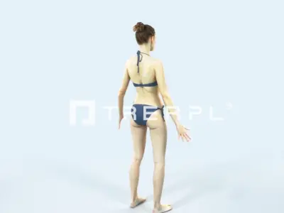 Beauty E Beach Animated Rigged Sports Woman Low-poly 3D model
