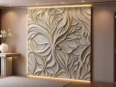 modern panel wall decor set wall relief mural CNC 149 3D model