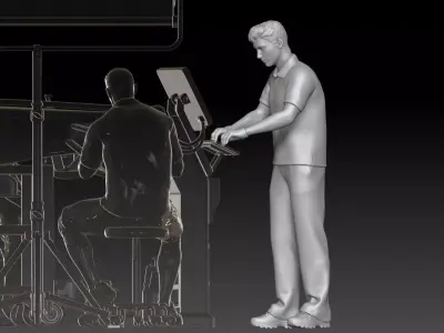 mechanic 3 at work in the garage during the Formula 1 3D print model