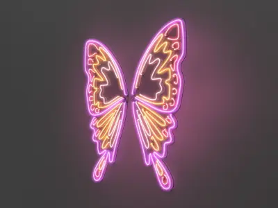 Butterfly Wings 2 - Neon Sign 3D model