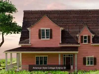 American Cottage Houses Pack v1 3D Model Collection