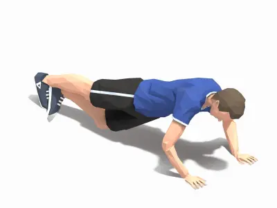 Grasshoper PushUps Exercise Man Animation Low-poly 3D model