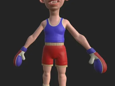 Boxer Cartoon Free low-poly 3D model