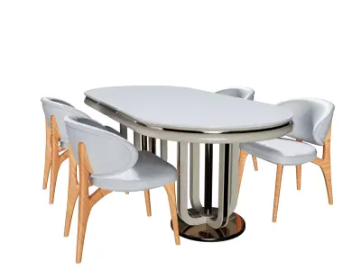 Luxury Modern Dining Table Set with 4 Chairs 3D model