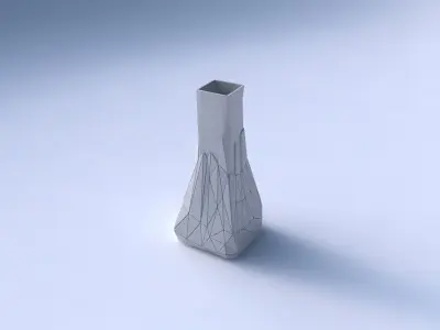 Vase squeezed rectangle with partial random triangle plates 3D print model