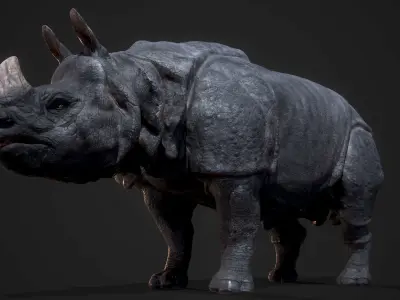 Indian Rhinoceros Low-poly 3D model