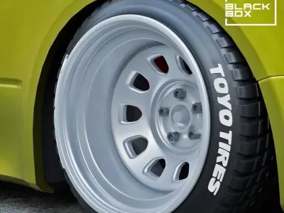 D STEEL WHEEL SET FRONT AND REAR WITH 2 TIRES for miniatures 3D print model