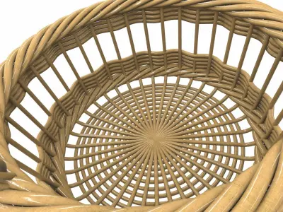 Wooden wicker basket 3 3D model