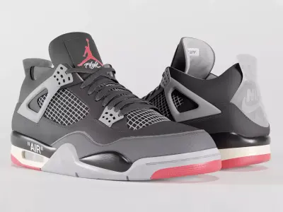 Jordan 4 Off White Bred  Low-poly 3D model
