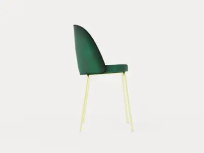 Felipe Dining Chair Velvet Green Brass Low-poly 3D model