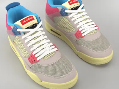 Air Jordan 4 Retro Union LA Guava Ice PBR Low-poly 3D model