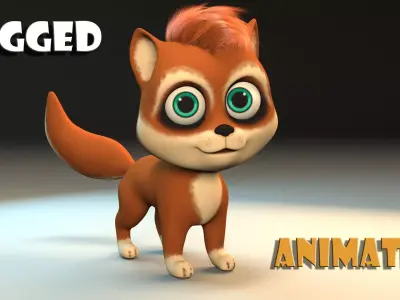 cartoon little fox Low-poly 3D model purchase