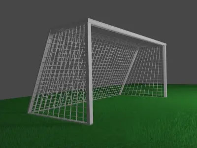 Soccer goal and ball plus grass Low-poly 3D model