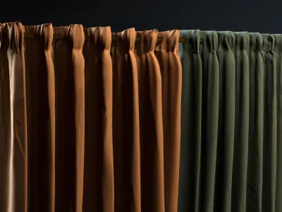 Double Color Curtains - Brown  White Grey Red 3D model