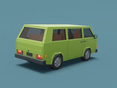 Stylized Cartoon Europe Van Game Asset Low-poly 3D model