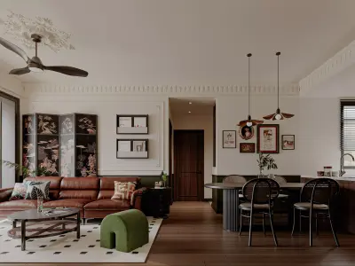 Eclectic living and dining room 3D model