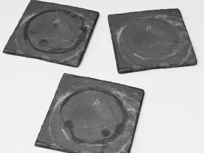 Slate coasters 3 3D model
