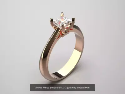 The Princess Cut Solitaire stl 3d printable ring Collection 3D Model Pack