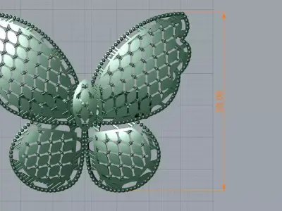 Butterfly gold service - ring earing neckless Free 3D print model