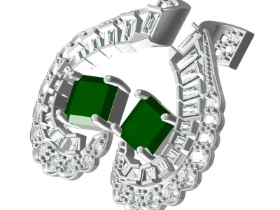 Emerald Stone Art Deco Earring 3D print model