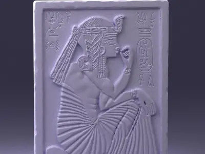 000380 Ancient Egyptian Bas-Relief Wall Panel 3D model