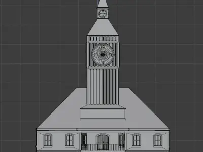 Simple low poly Town hall pbr game ready Free low-poly 3D model