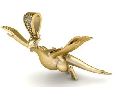 Golden Sky Dragon Pendant  Flying  3D Jewelry Model  3D print model